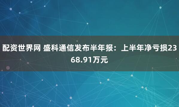 配资世界网 盛科通信发布半年报：上半年净亏损2368.91万元